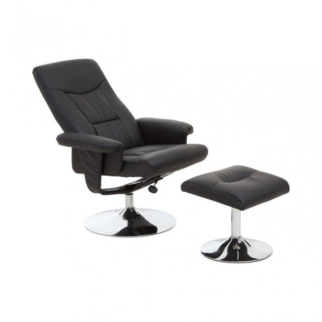 Denton Black Leather Effect Recliner
