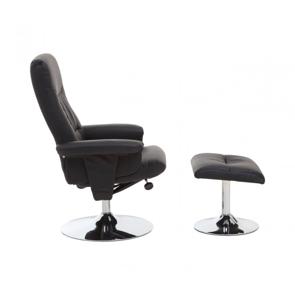 Denton Black Leather Effect Recliner