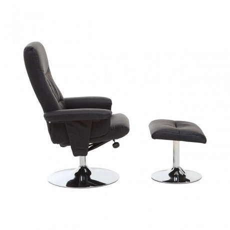 Denton Black Leather Effect Recliner