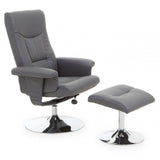 Denton Grey Leather Effect Recliner