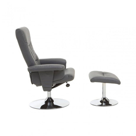 Denton Grey Leather Effect Recliner