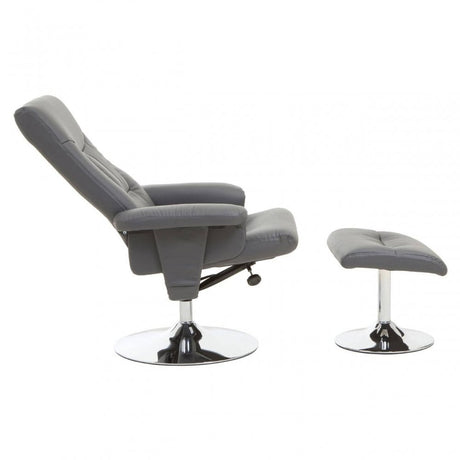 Denton Grey Leather Effect Recliner
