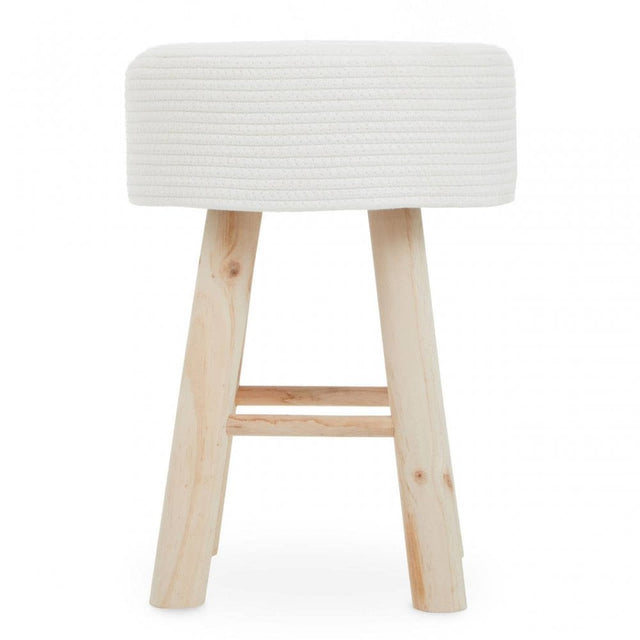 Lentigo White Cotton Rope Stool