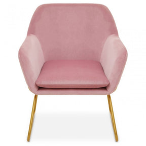 Xander Pink Velvet Powder Gold Armchair
