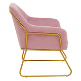 Xander Pink Velvet Powder Gold Armchair