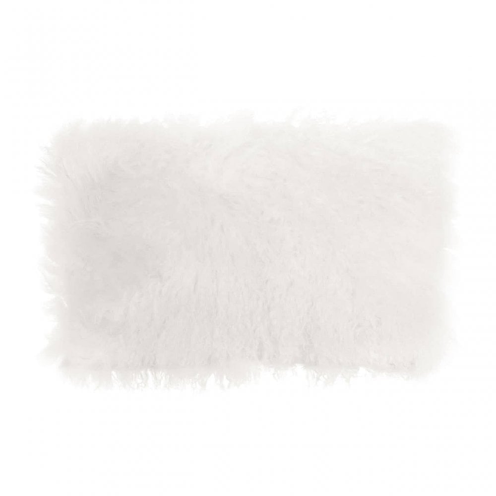 Bosie Large White Mongolian Lamb Fur Cushion