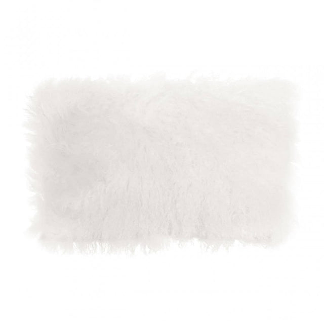 Bosie Large White Mongolian Lamb Fur Cushion