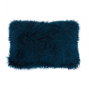 Bosie Large Teal Mongolian Lamb Fur Cushion