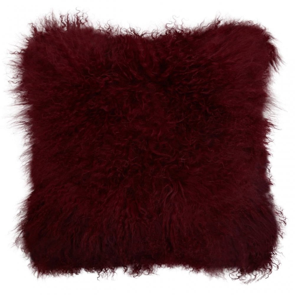 Bosie Small Maroon Mongolian Lamb Fur Cushion
