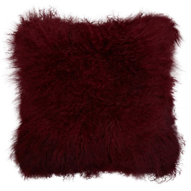 Bosie Small Maroon Mongolian Lamb Fur Cushion