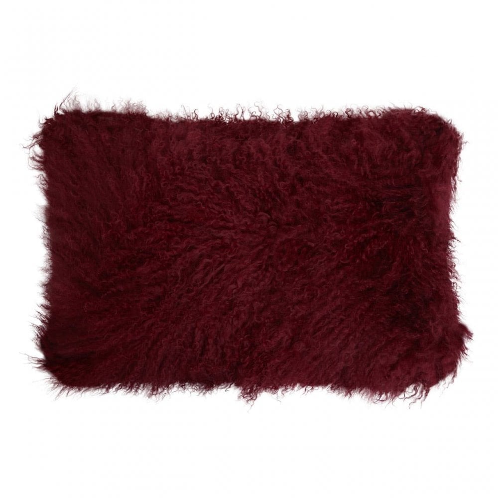 Bosie Large Maroon Mongolian Lamb Fur Cushion