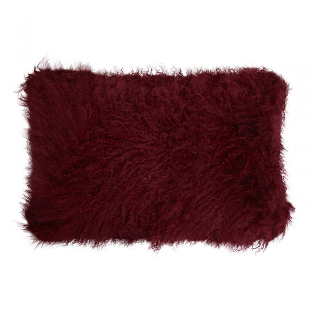 Bosie Large Maroon Mongolian Lamb Fur Cushion