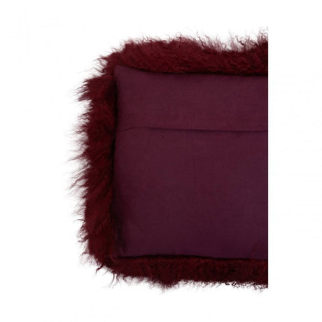 Bosie Large Maroon Mongolian Lamb Fur Cushion