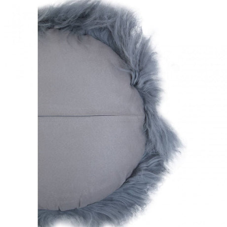 Bosie Round Grey Mongolian Fur Cushion
