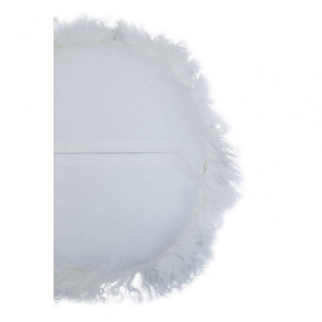 Bosie Round White Mongolian Fur Cushion