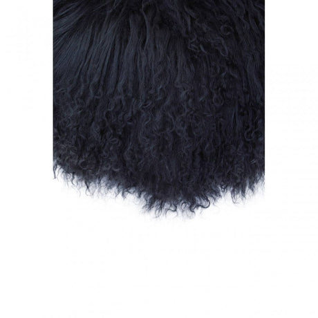 Bosie Round Black Mongolian Fur Cushion