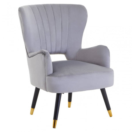 Loretta Grey Velvet Cut Out Back Chair