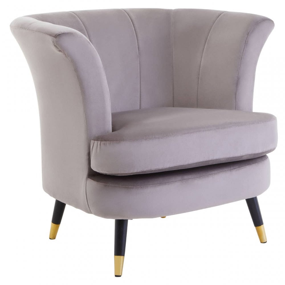 Loretta Mink Velvet Scalloped Chair