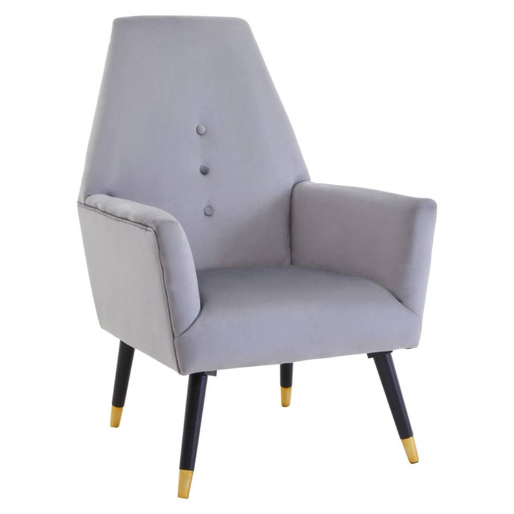 Loretta Grey Velvet Button Detail Chair