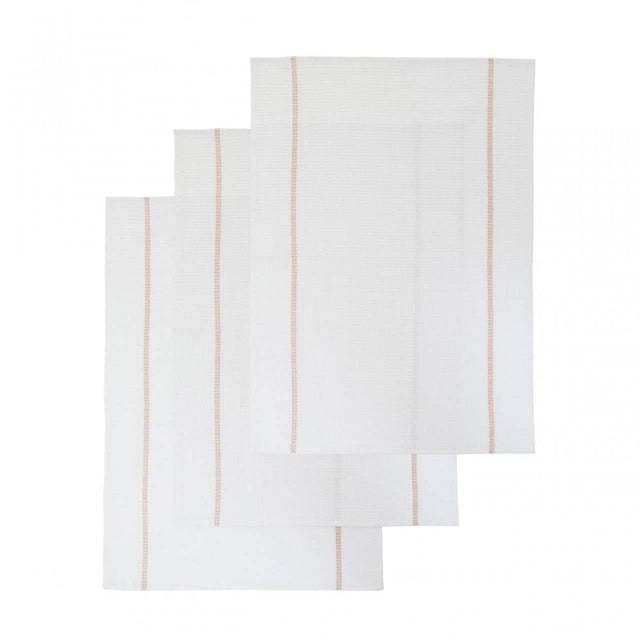 Doro Set Of Three Waffle White And Almond Tea Towels