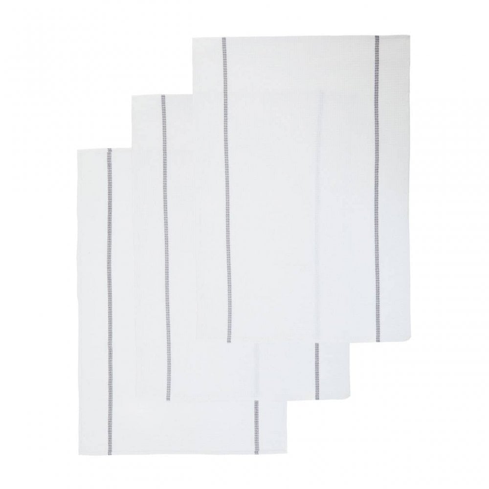 Doro Set Of Three Waffle White And Grey Voilet Tea Towels