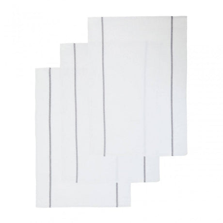 Doro Set Of Three Waffle White And Grey Voilet Tea Towels