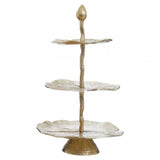 Salma Three Tier Gold Lotus Leaf Cake Stand