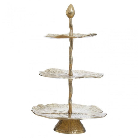 Salma Three Tier Gold Lotus Leaf Cake Stand