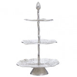 Salma Three Tier Silver Lotus Leaf Cake Stand