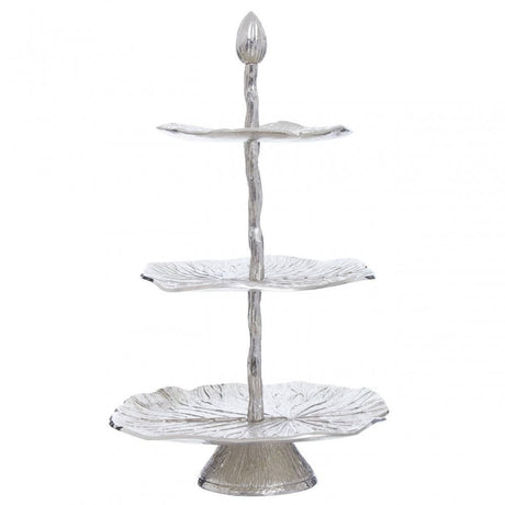 Salma Three Tier Silver Lotus Leaf Cake Stand