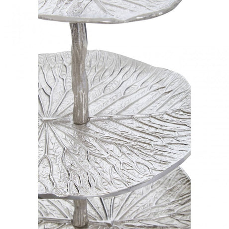 Salma Three Tier Silver Lotus Leaf Cake Stand