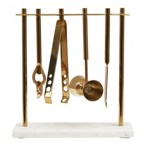 Omari White Marble Bar Tool Stand