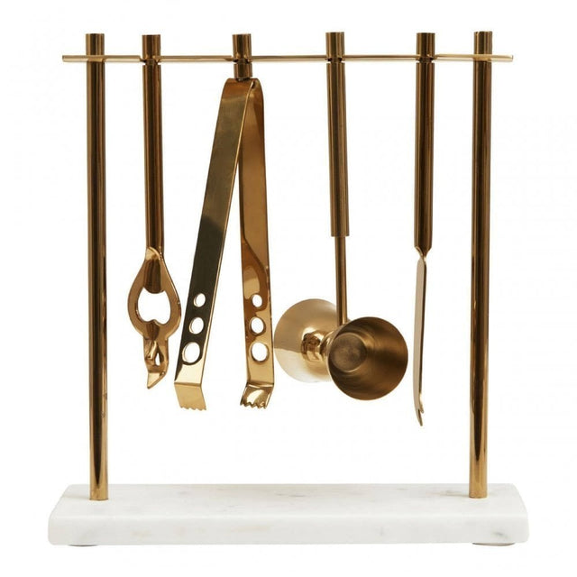 Omari White Marble Bar Tool Stand
