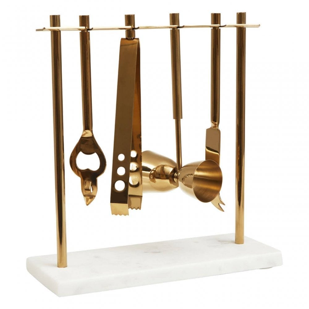 Omari White Marble Bar Tool Stand