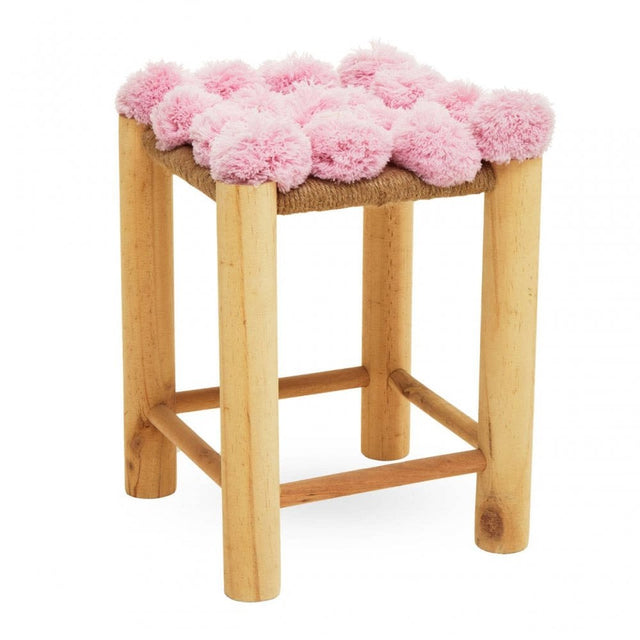 West Village Pink Pom Pom Stool