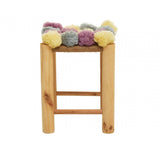 West Village Grey Beige And Pink Pom Pom Stool