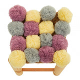 West Village Grey Beige And Pink Pom Pom Stool