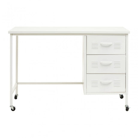 Academy Three Drawer White Desk