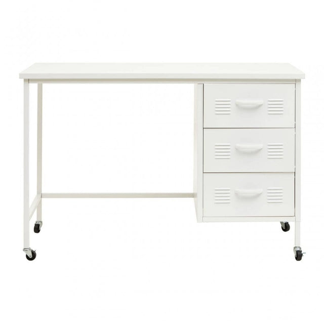 Academy Three Drawer White Desk