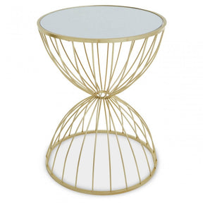 Jolie Hourglass Mirrored Top Gold Frame Side Table
