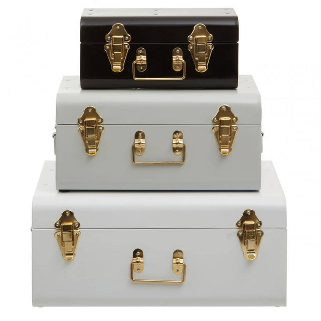 Parley Set Of Three Monochrome Storage Trunks