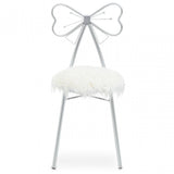 Jolie Silver Bow Faux Fur Chair