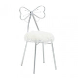 Jolie Silver Bow Faux Fur Chair
