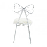 Jolie Silver Bow Faux Fur Chair