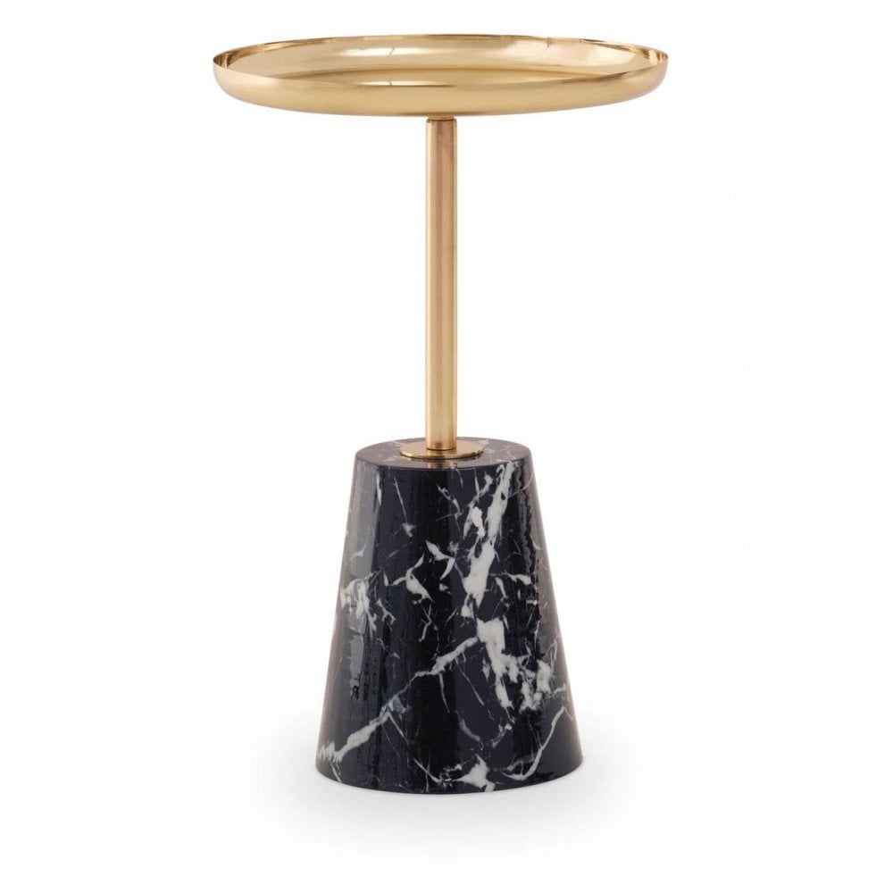 Avola Gold Side Table Black Marble Effect Base