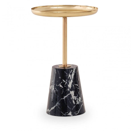 Avola Gold Side Table Black Marble Effect Base