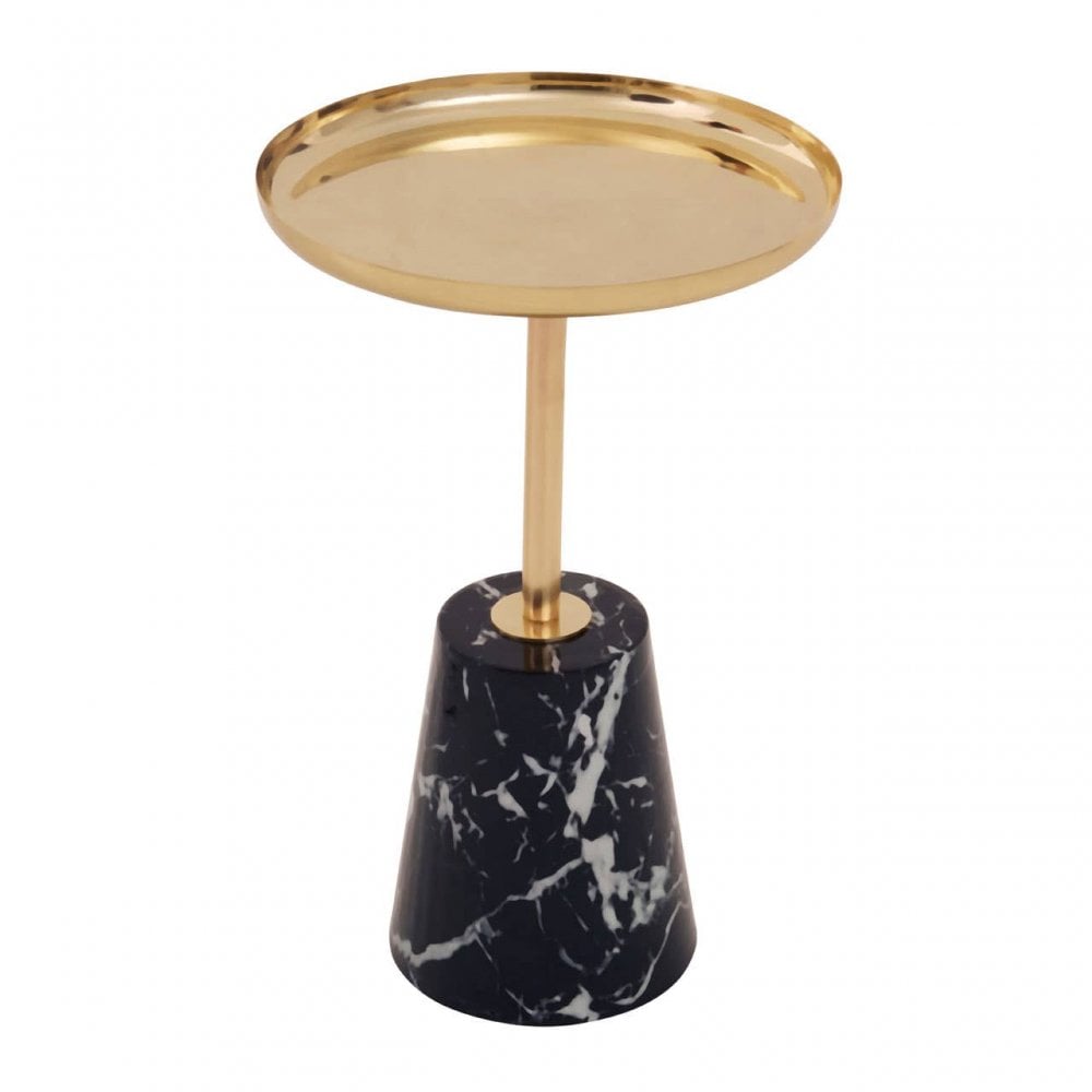 Avola Gold Side Table Black Marble Effect Base