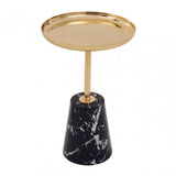 Avola Gold Side Table Black Marble Effect Base