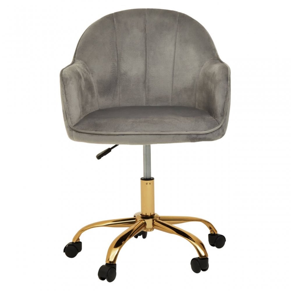 Brent Grey Velvet And Gold Home Office Chair