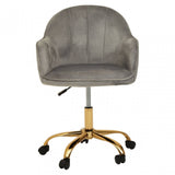 Brent Grey Velvet And Gold Home Office Chair